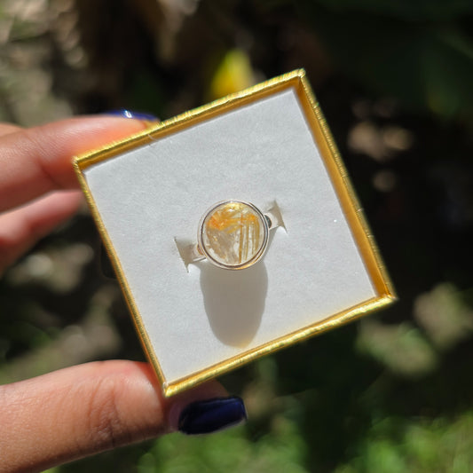 Golden Rutile Quartz  Ring - Size 7