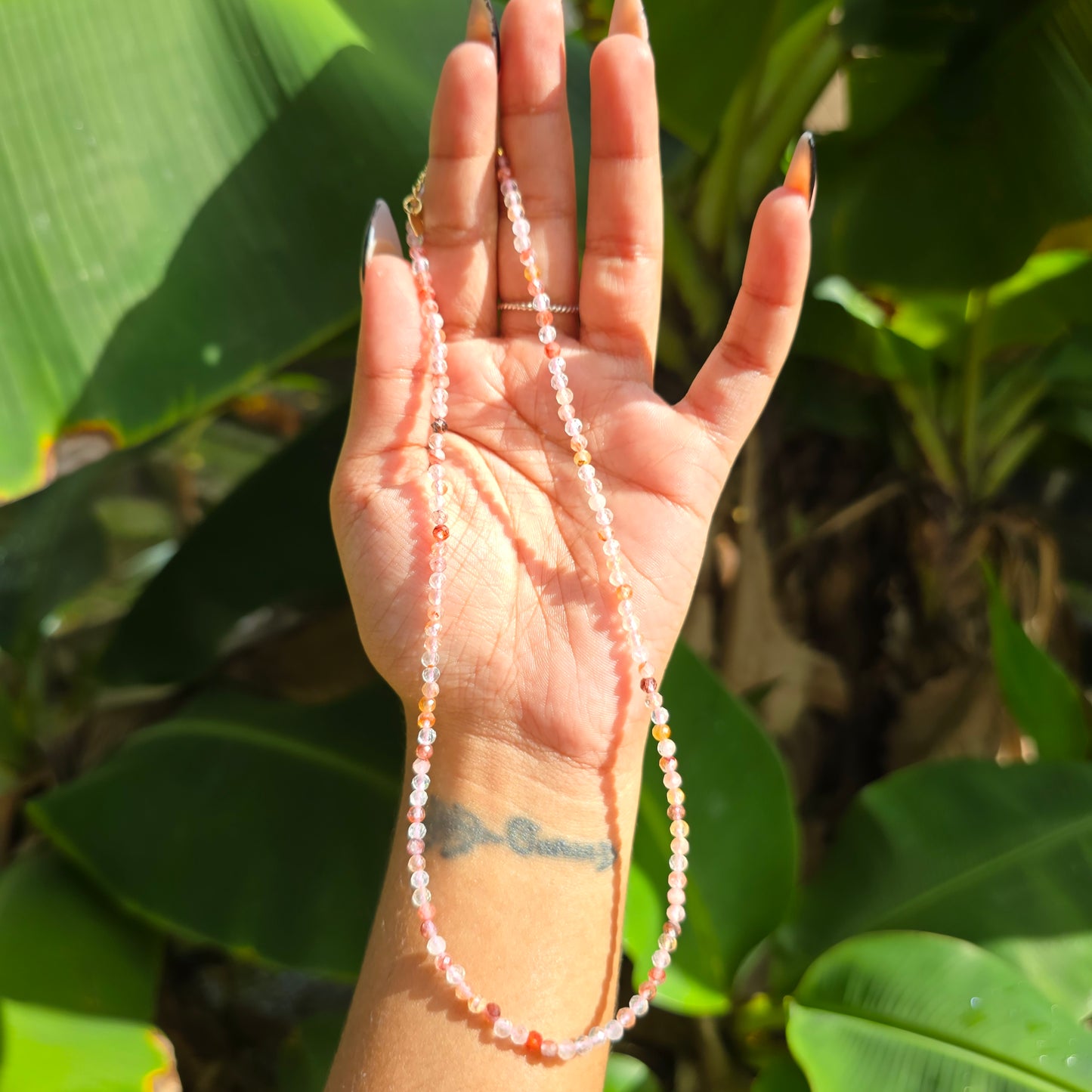 Dainty Hematoid Quartz Choker (3-4mm beads)