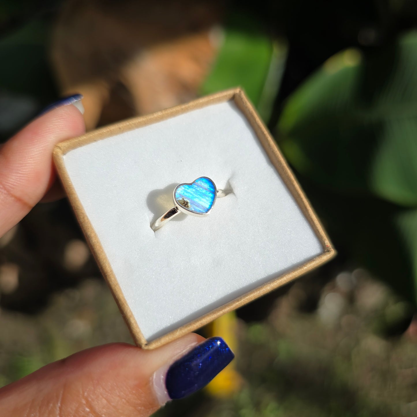 Labradorite Heart Ring - Size 9