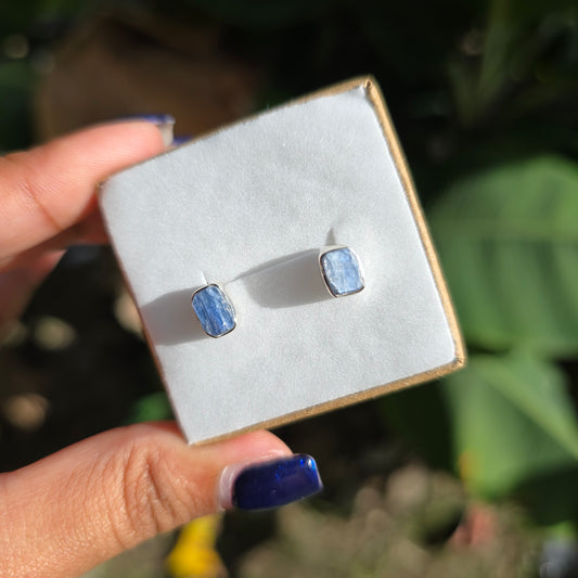 Raw Blue Kyanite Stud Earrings