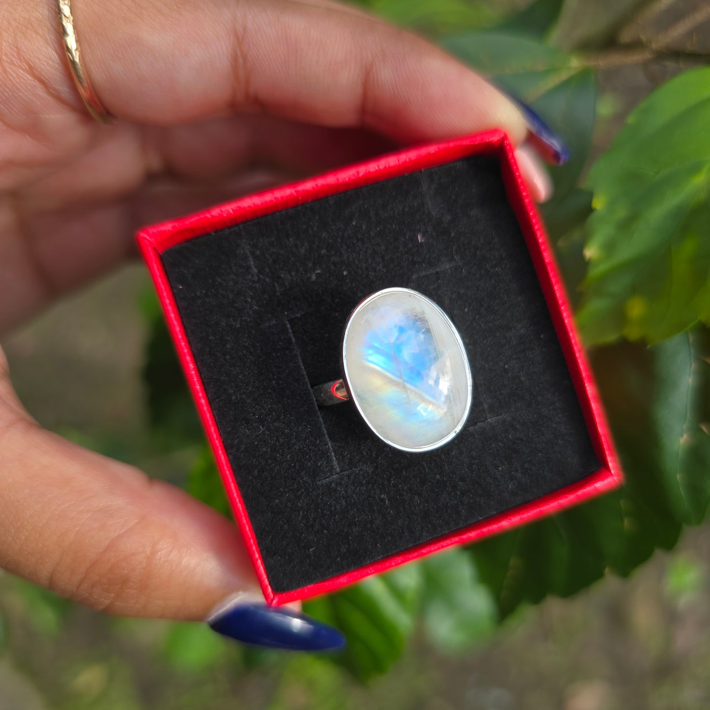 Rainbow Moonstone Ring - Size 7