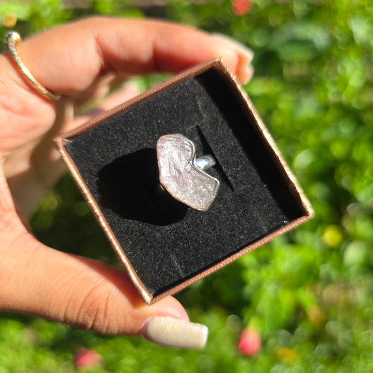 Raw Kunzite Ring - Size 5.5