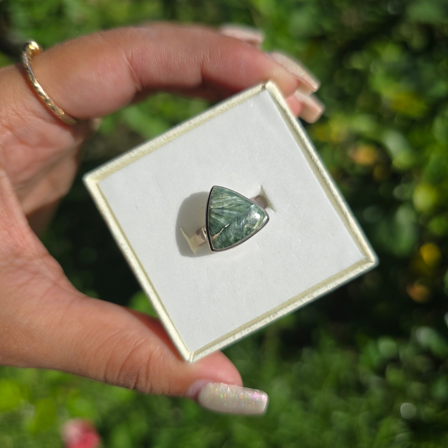 Seraphinite Gemstone Ring - Size 7