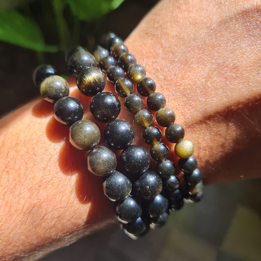 Gold Sheen Obsidian Gemstone Bracelet