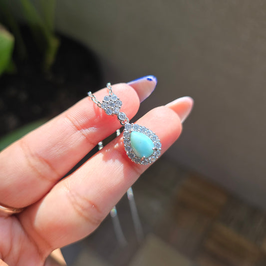 Larimar Pendant - Silver Plated Brass