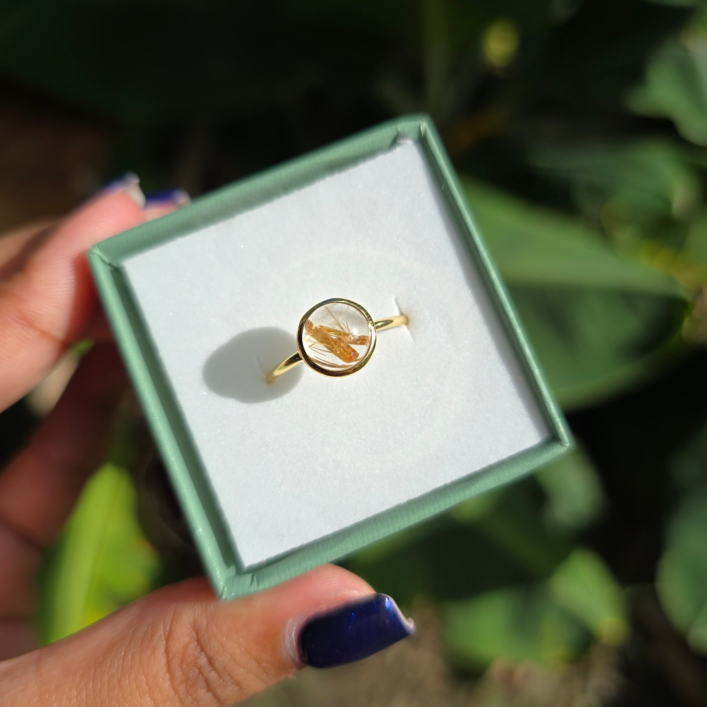 Gold Vermeil Golden Rutile Quartz Ring - Size 8