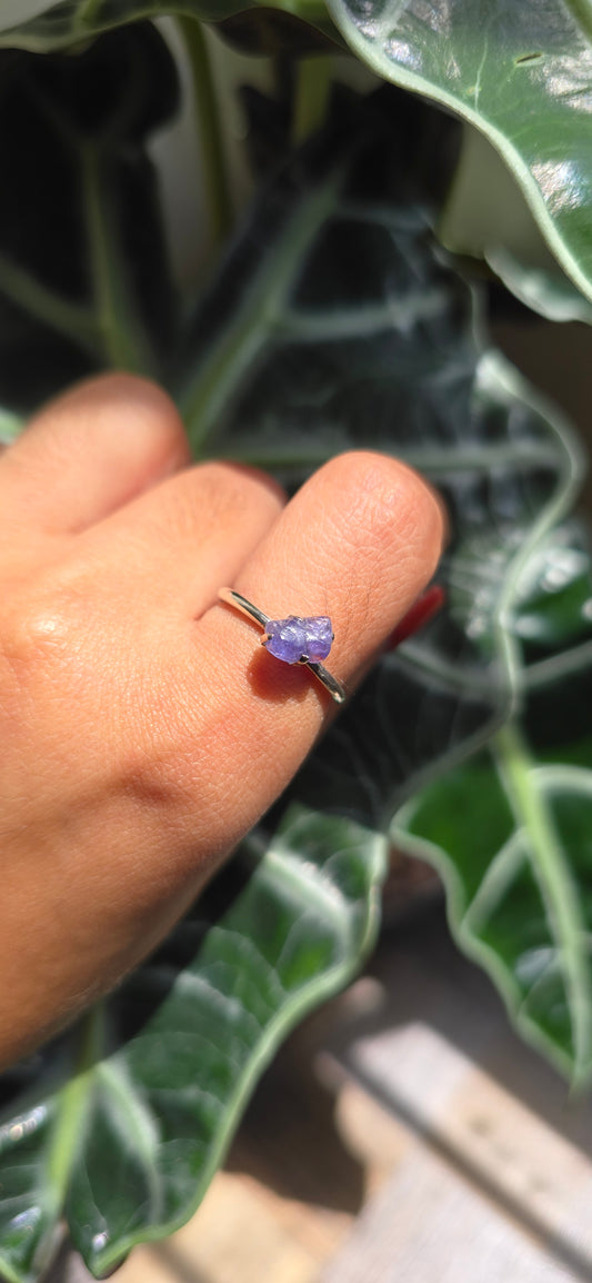 Dainty Raw Tanzanite Ring
