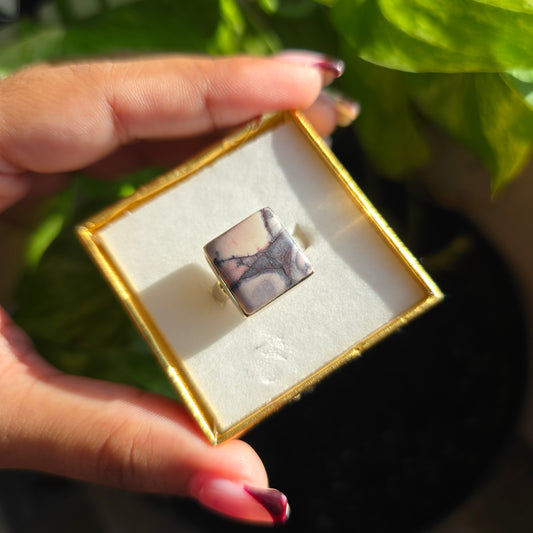 Porcelain Jasper Gemstone Ring - Size 8