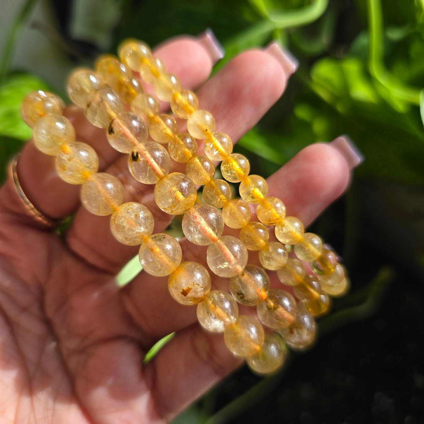 Golden Rutile Quartz Gemstone Bracelet