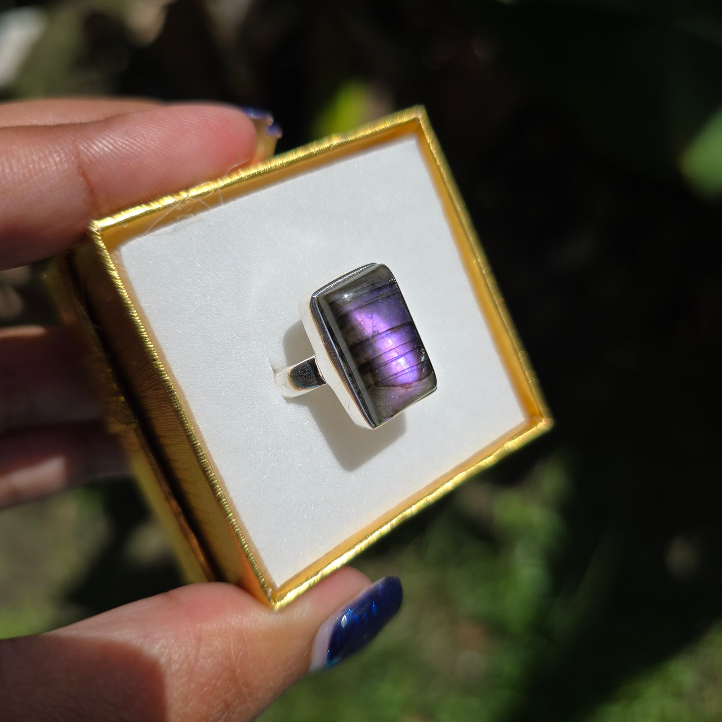 Purple Labradorite Ring - Size 7