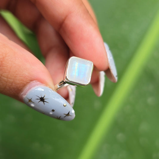 Rainbow Moonstone Ring - Size 5.5