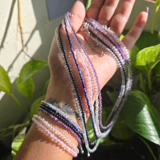 2mm Gemstone Necklace and Bracelet Set