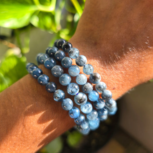 Black Tourmaline in Aquamarine Gemstone Bracelet