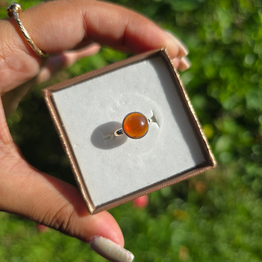 Hessonite Garnet Gemstone Ring - Size 5