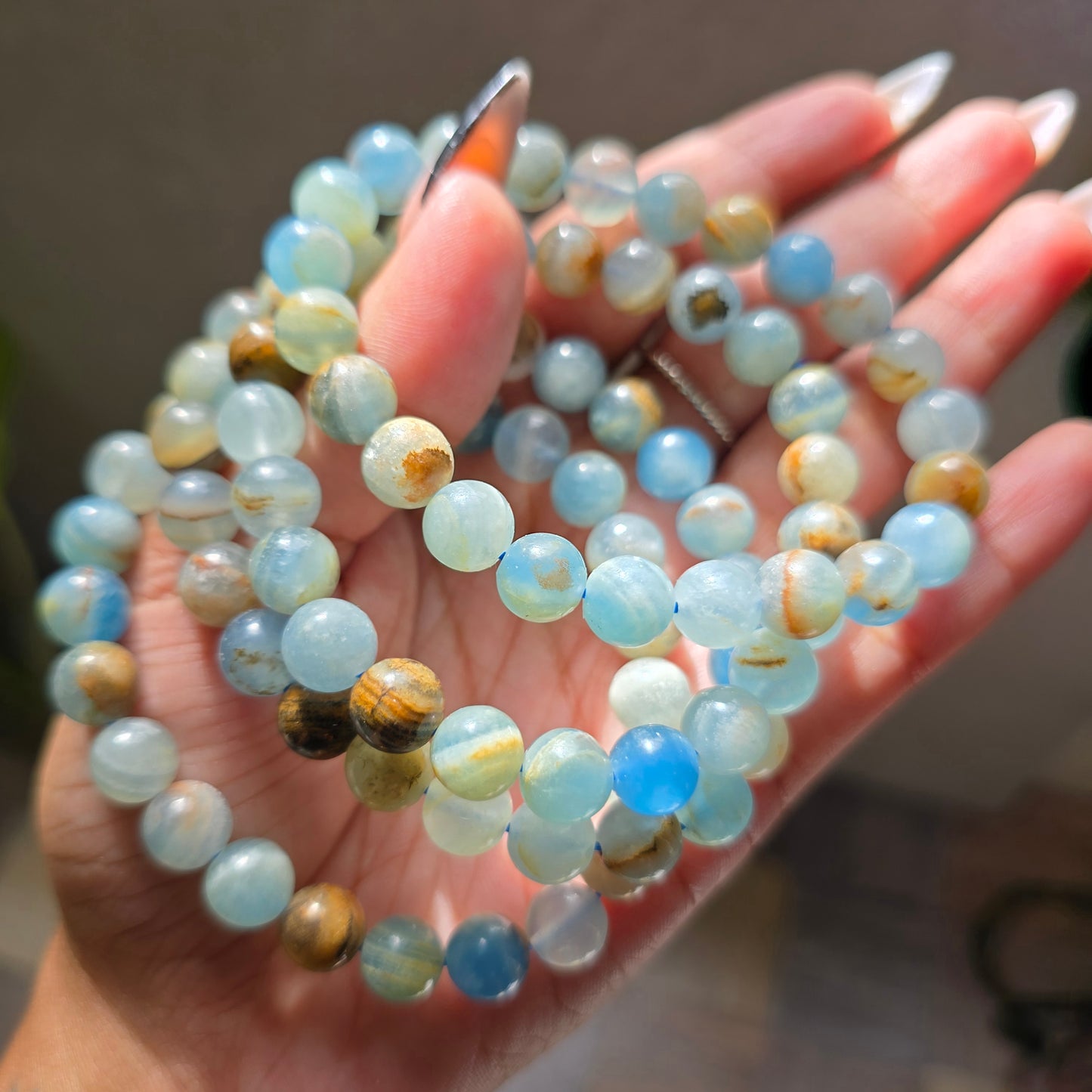 Aqua Lumarian Calcite Bracelet