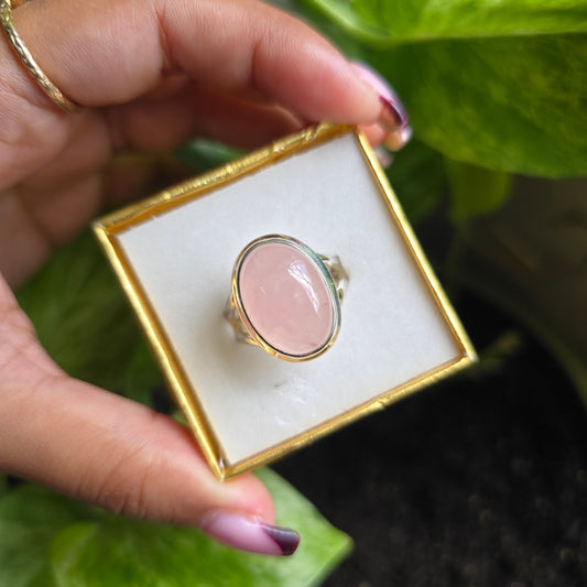 Rose Quartz Gemstone Ring - Size 9