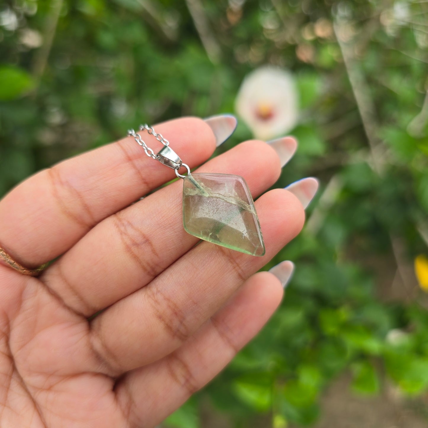 Rainbow Fluorite Diamond Necklace
