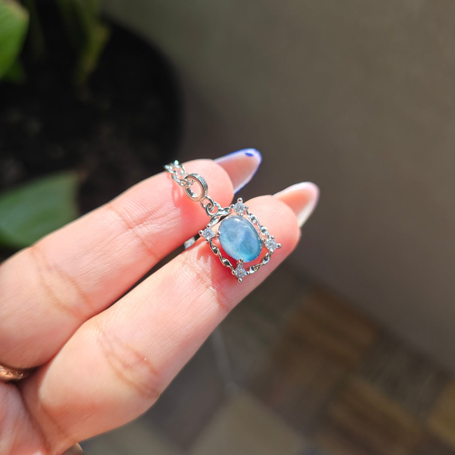 Labradorite Pendant - Silver Plated Brass