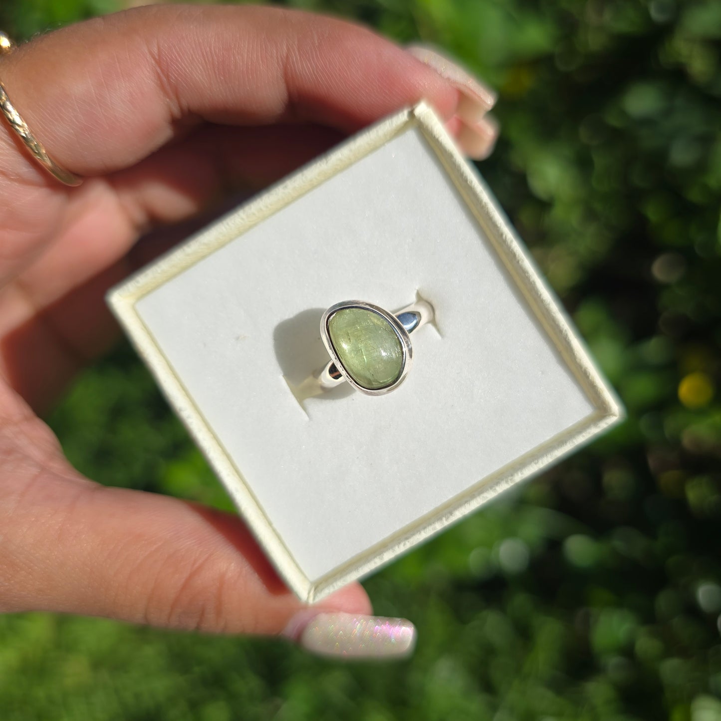 Green Kyanite Gemstone Ring - Size 6