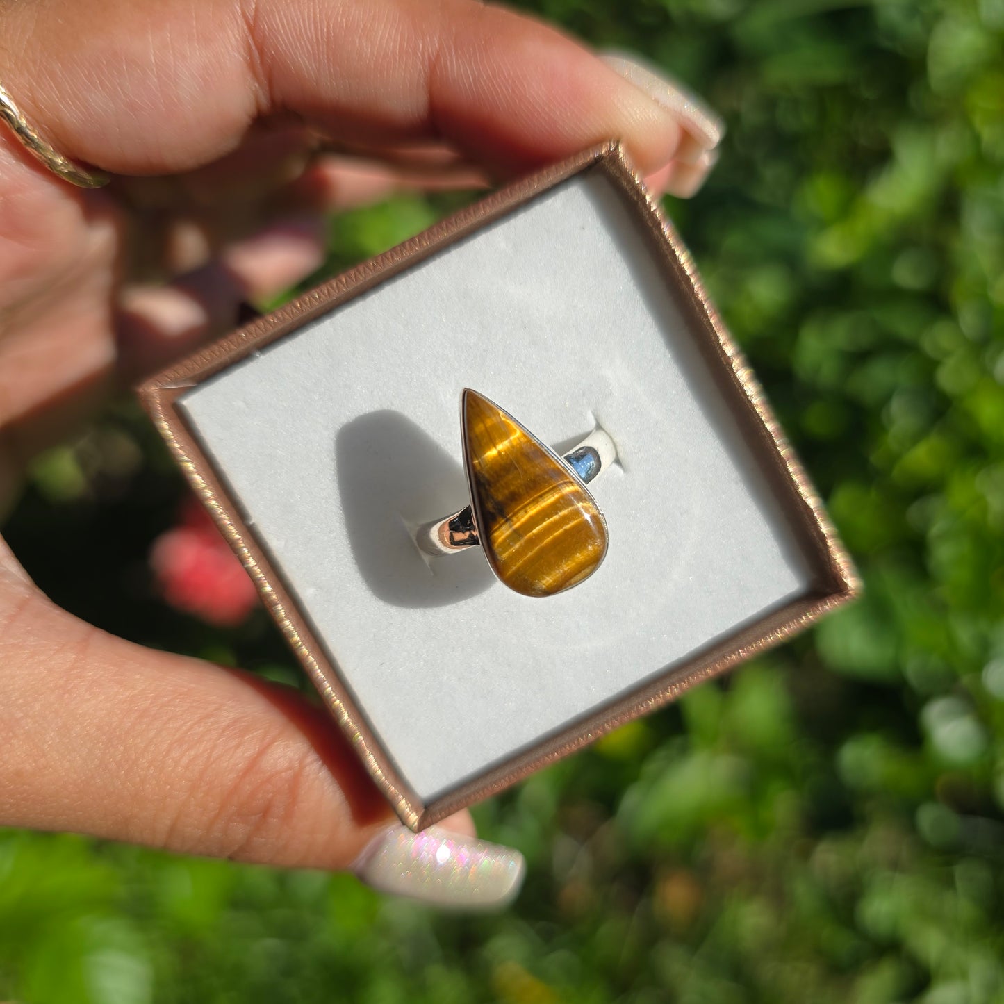 Tiger's Eye Gemstone Ring - Size 8