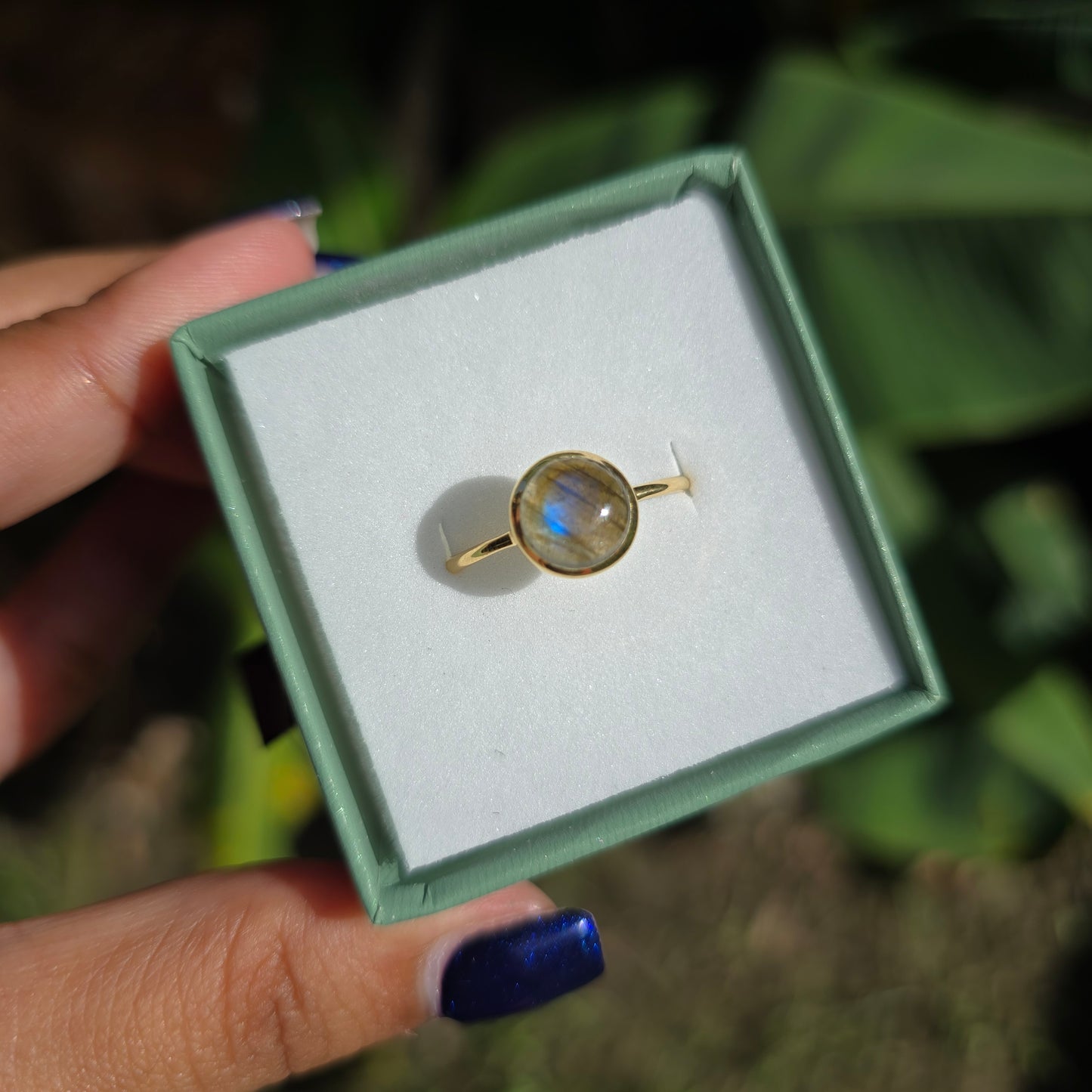 Gold Vermeil Labradorite Ring - Size 9.5