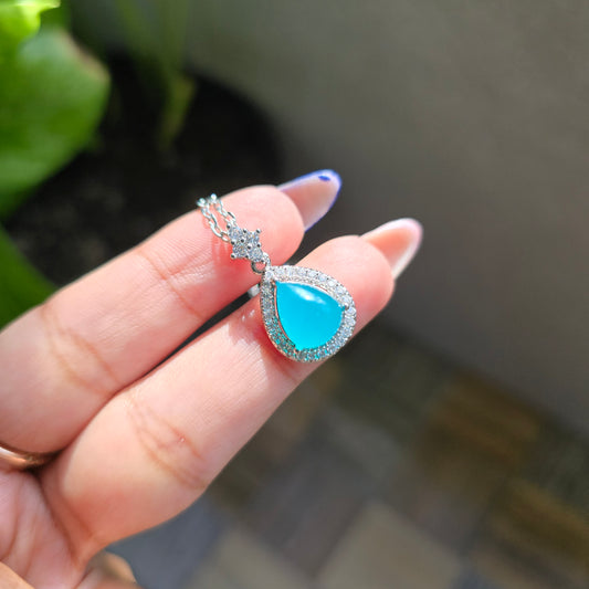 Amazonite Pendant - Silver Plated Brass