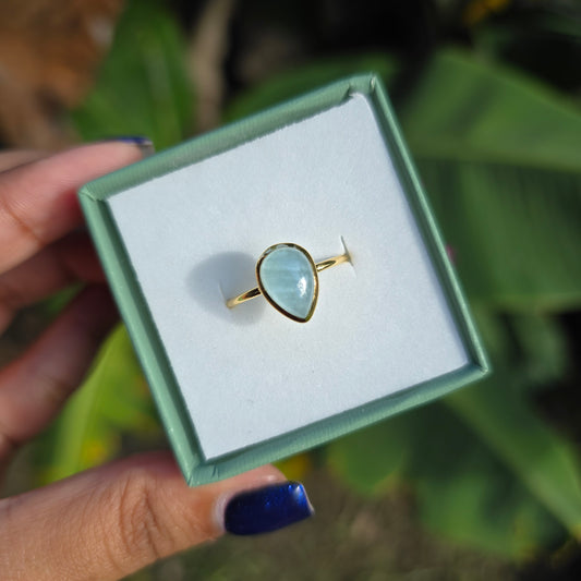 Gold Vermeil Aquamarine Ring - Size 7.5