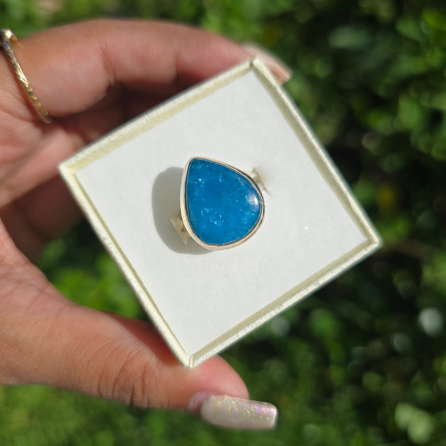 Blue Apatite Gemstone Ring - Size 9