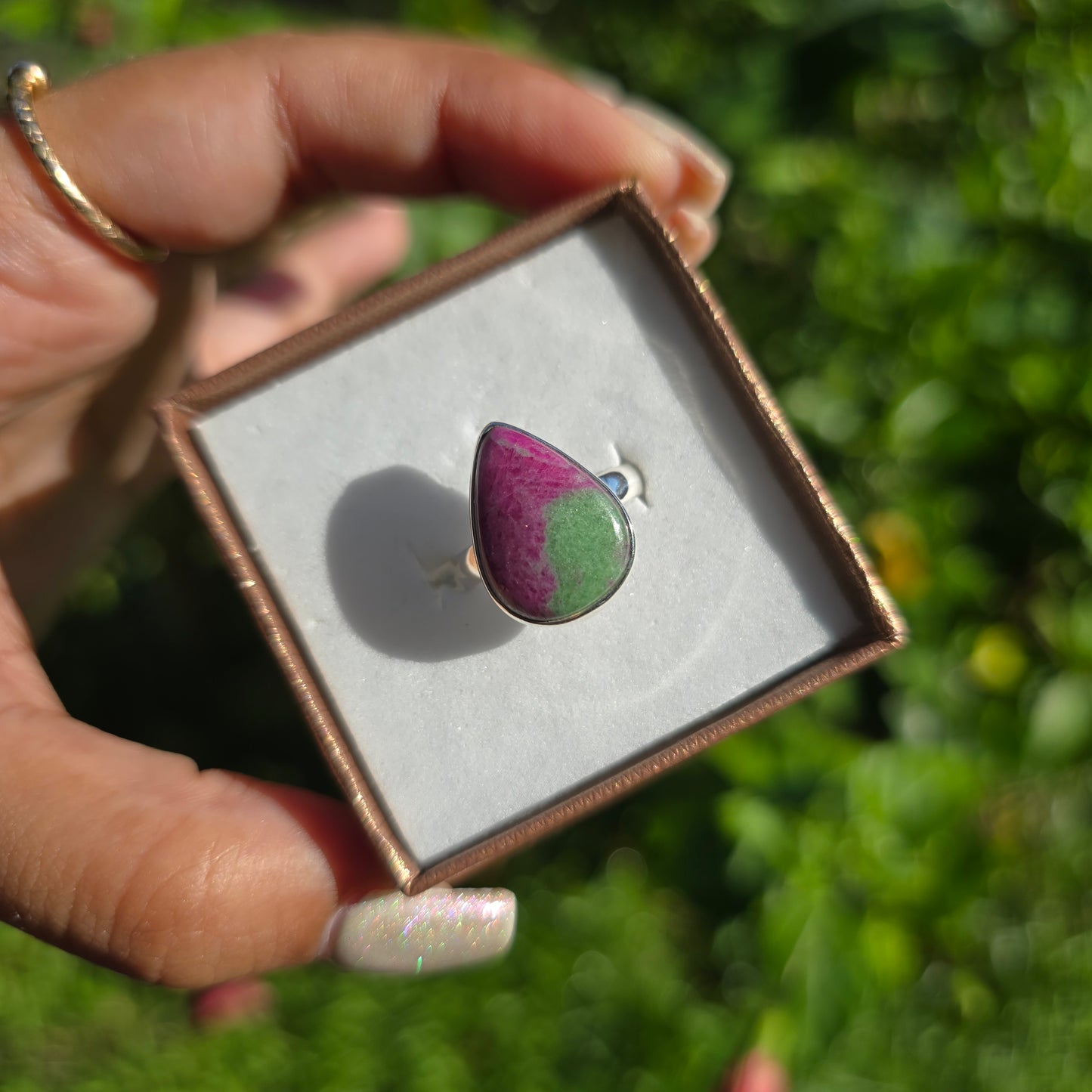 Ruby Zoisite Gemstone Ring - Size 6