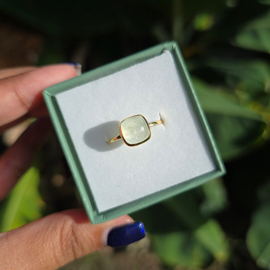 Gold Vermeil Prehnite Ring - Size 9