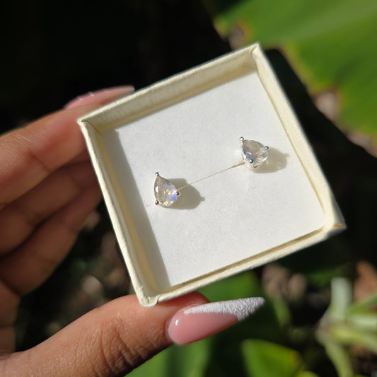 Labradorite Teardrop Stud Earring