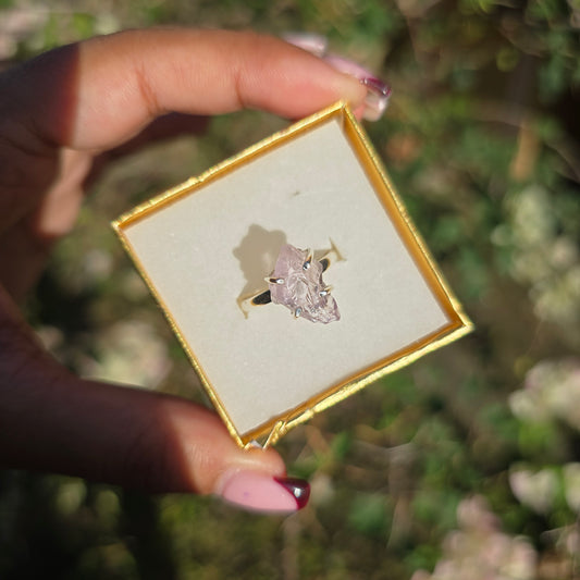 Raw Kunzite Ring - Size 8