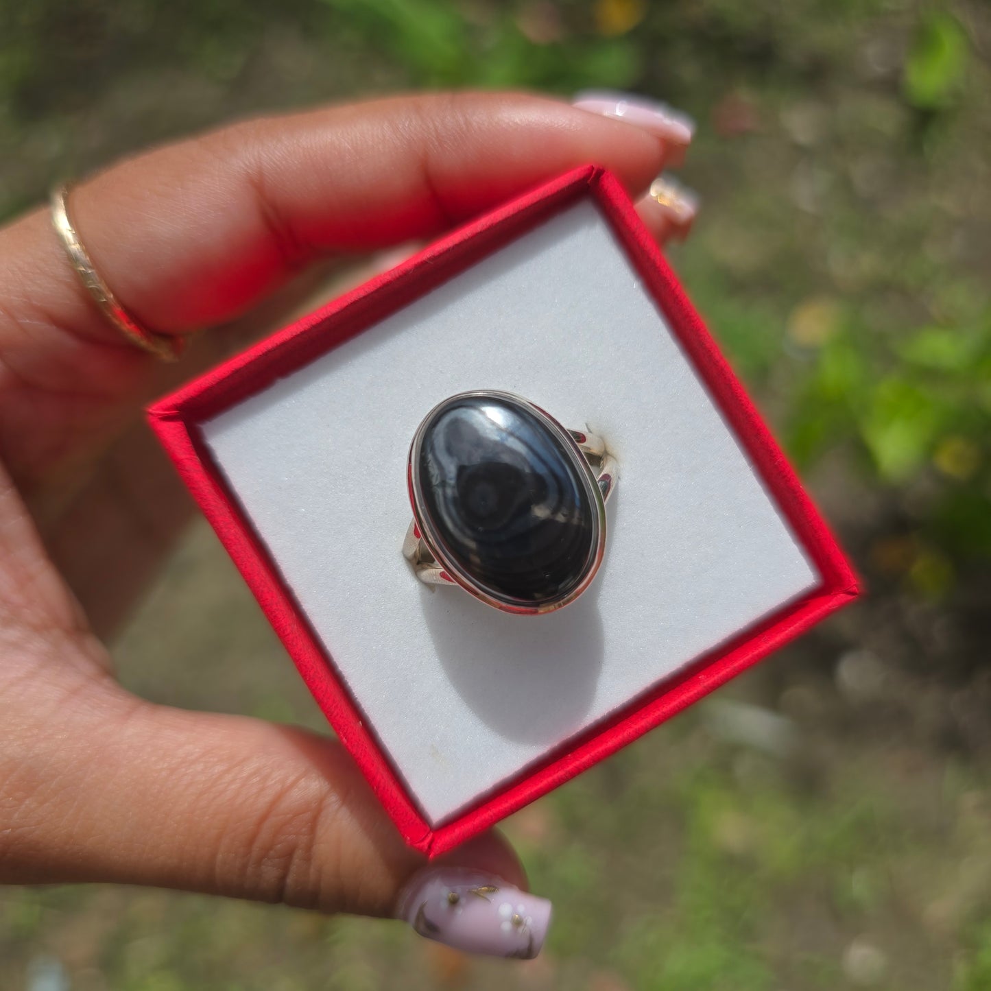 Psilomelane Gemstone Ring - Size 9