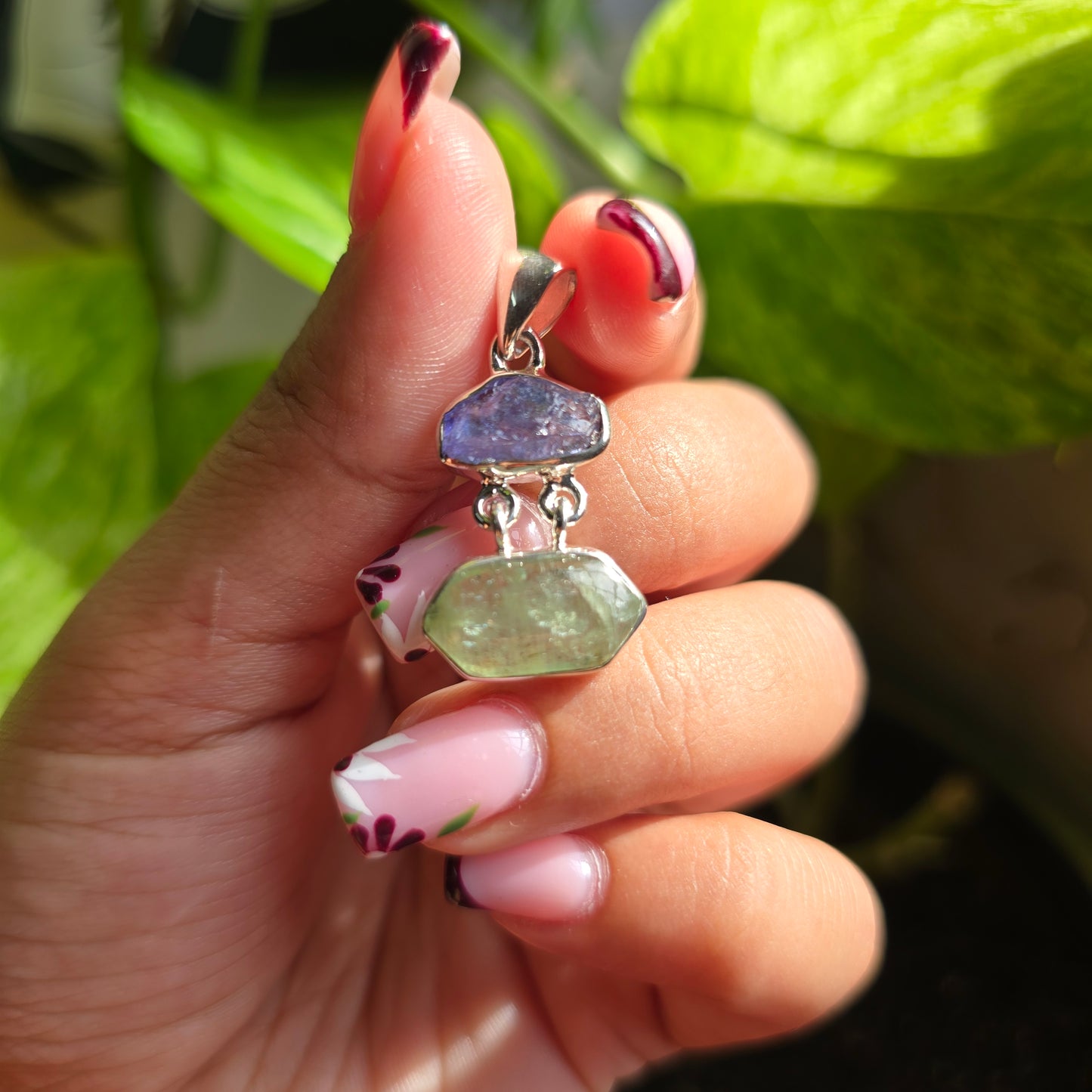 Tanzanite and Green Kyanite Pendant