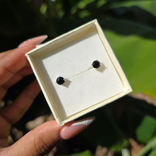 Black Obsidian Stud Earrings