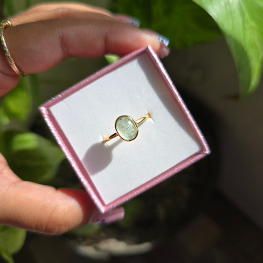 Gold Vermeil Green Kyanite Ring - Size 7.5