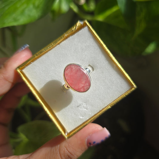 Jelly Rhodochrosite Ring - Size 8