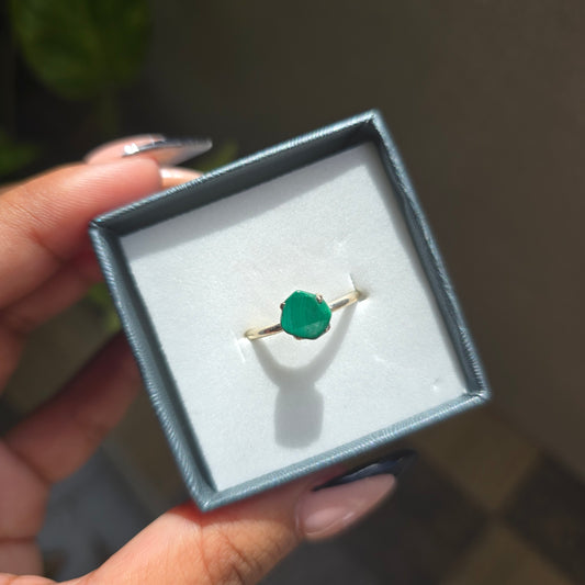 Dainty Raw Malachite Ring - Size 7