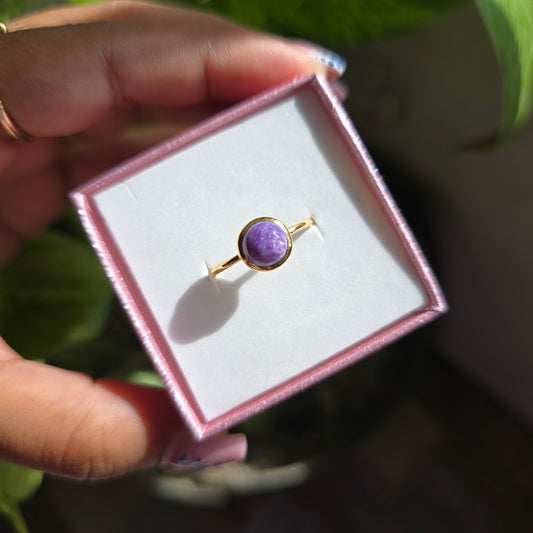 Gold Vermeil Charoite Ring - Size 6