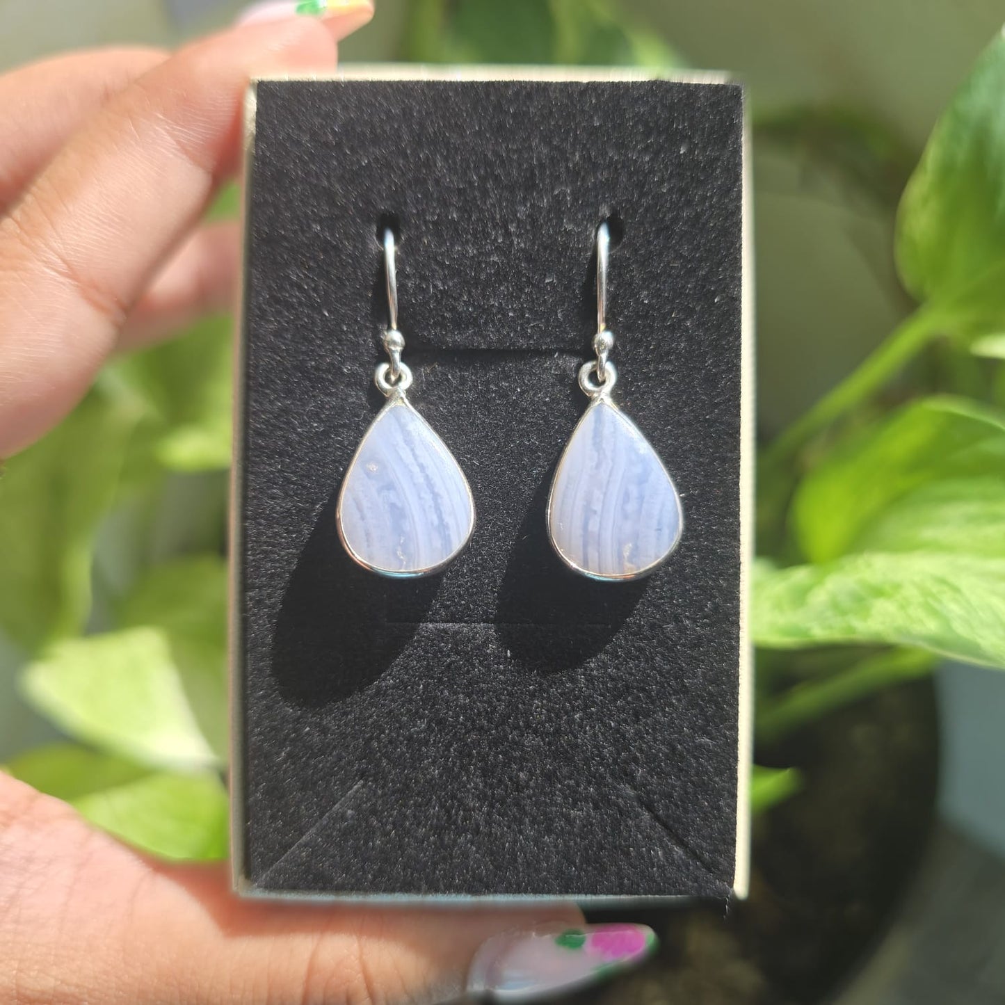 Blue Lace Agate Dangle Earring
