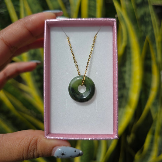 High Quality Nephrite-Jade Donut Necklace