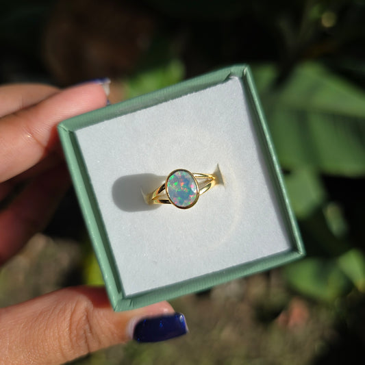 Gold Vermeil Ethiopian Opal Ring - Size 6