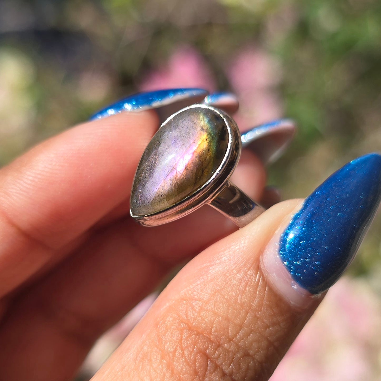 Pink/Purple Labradorite Ring - Size 8