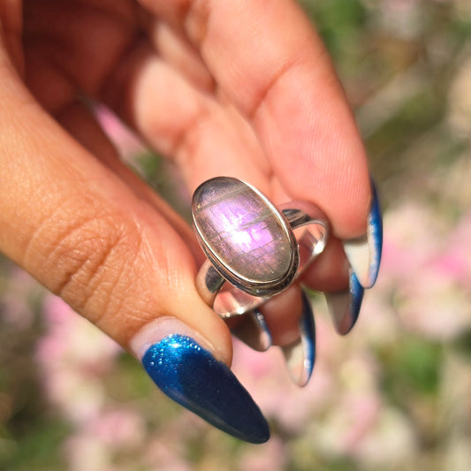 Pink/Purple Labradorite Ring - Size 7