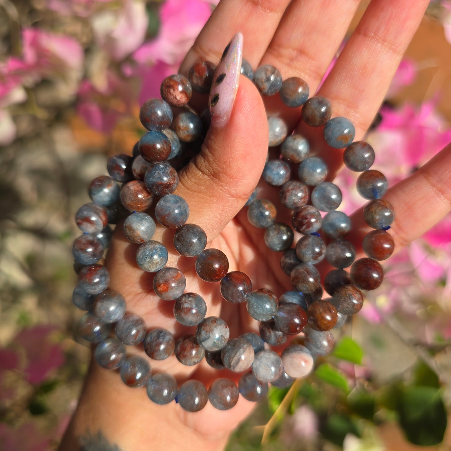 Aquamarine with Hematite Gemstone Bracelet