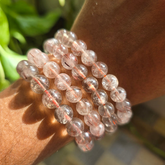 Red Rutile Quartz Gemstone Bracelet