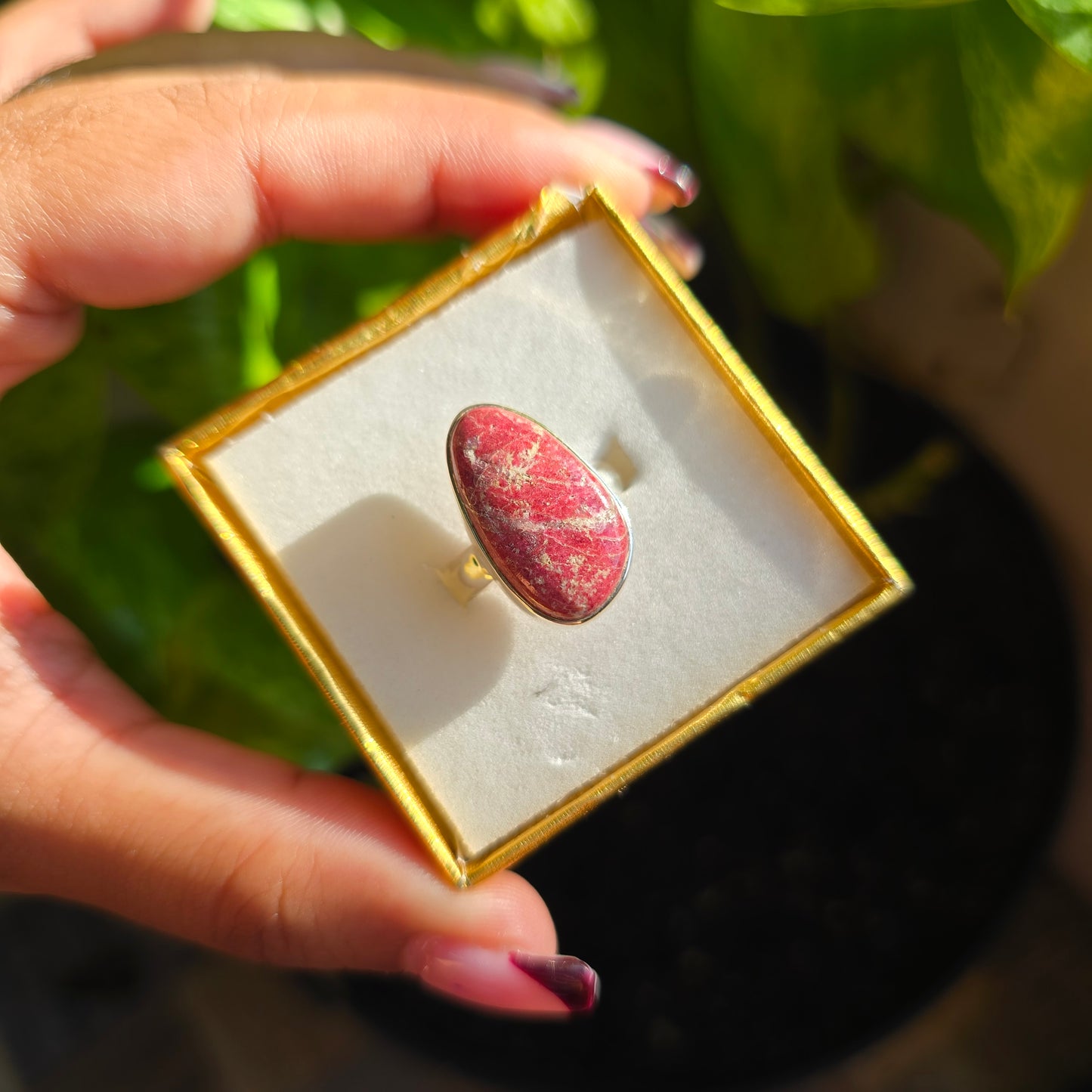 Thulite Gemstone Ring - Size 6