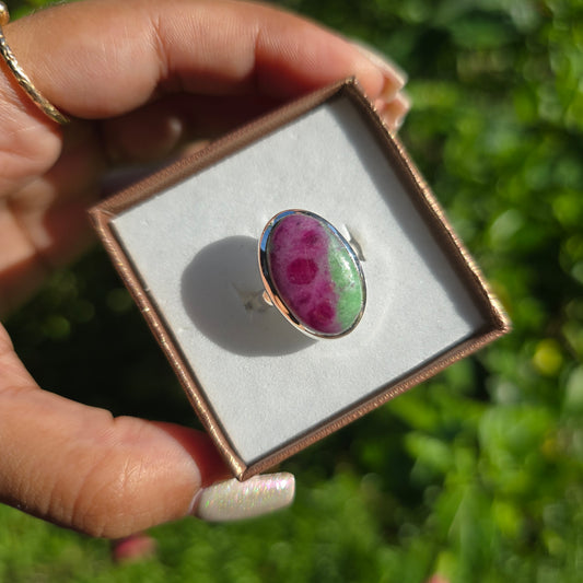 Ruby Zoisite Gemstone Ring - Size 6.5