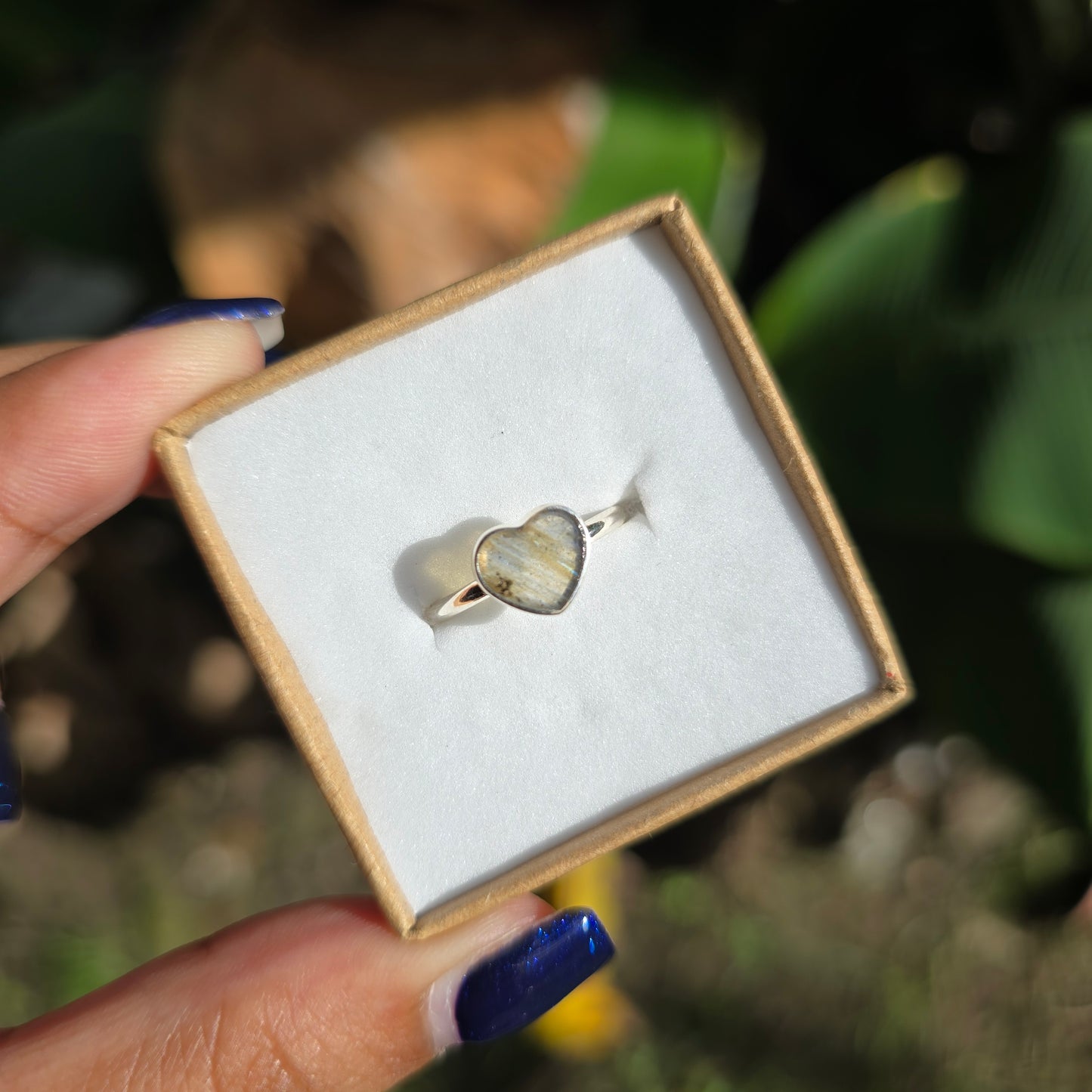 Labradorite Heart Ring - Size 9