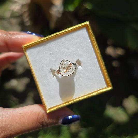 Golden Rutile Quartz  Ring - Size 6